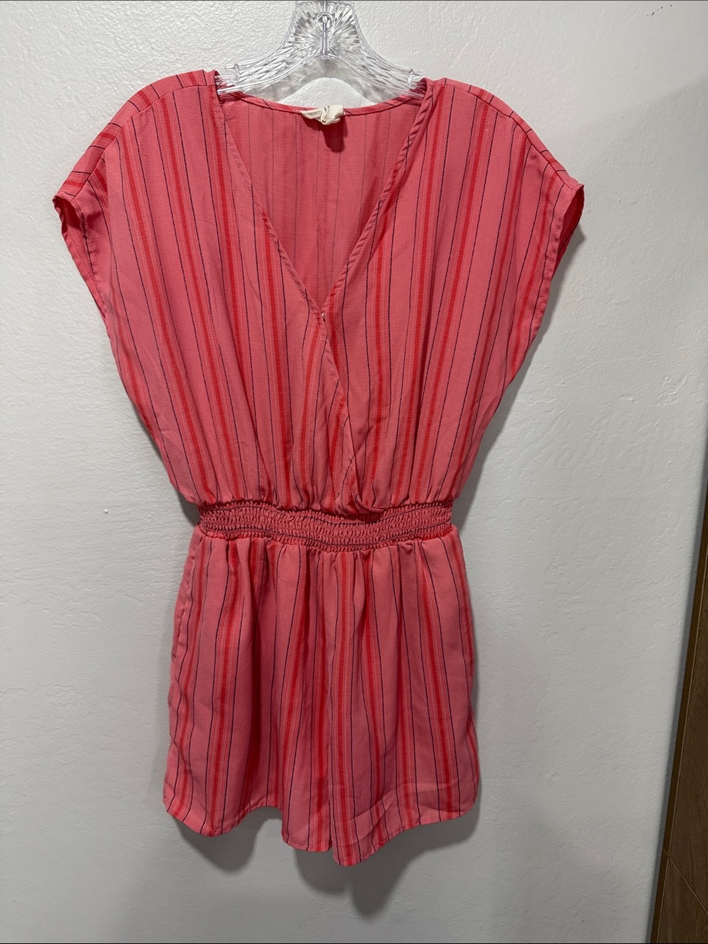 Harper pink Stripe V-Neck Smocked Waist romper